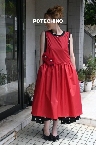 画像5: POTECHINO　ギャザーエプロン☆再入荷☆ (5)