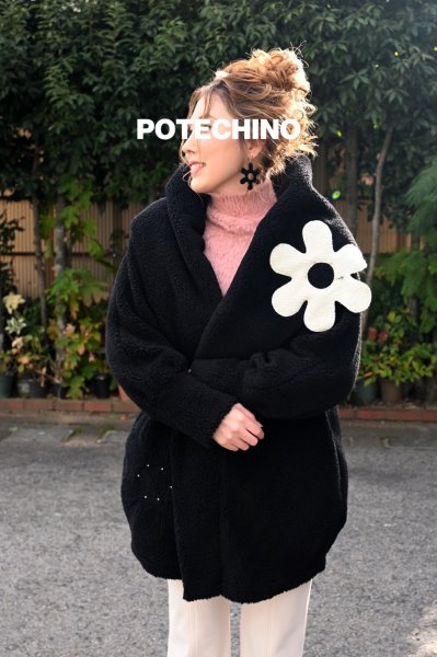 画像1: POTECHINO  プードルコーディガン　☆黒再入荷しました☆ (1)
