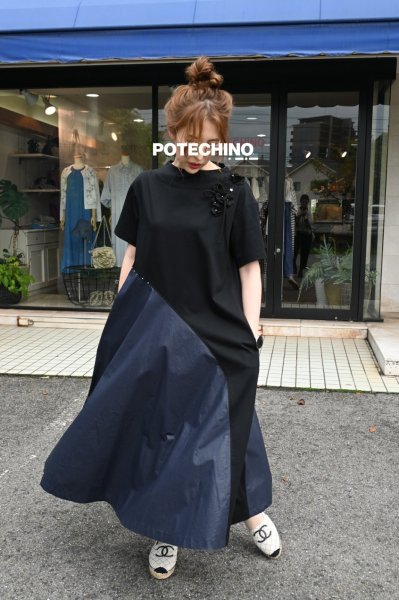 画像1: POTECHINO  ボトルネックワンピース　 (1)