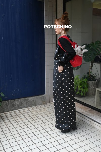 画像3: POTECHINO ドットサテンサロペット (3)